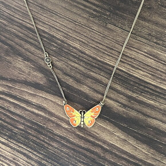 Yellow and Orange Enamel Butterfly Necklace ASO Alex Russo - Picture 5 of 12